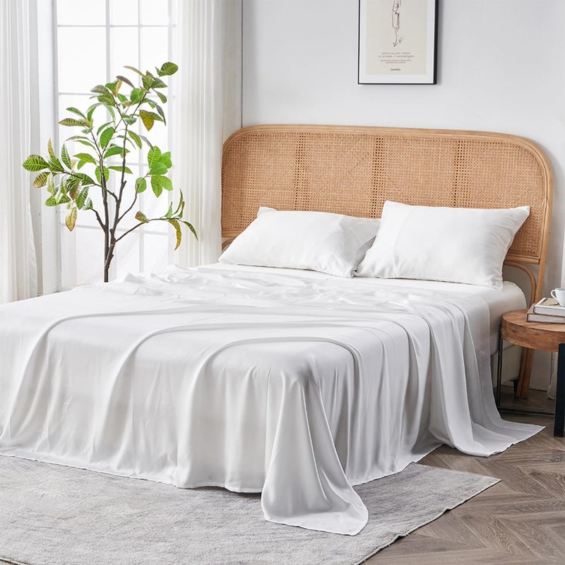 Sijo AiryWeight Tencel Sheet Set, 100% Lyocell Derived from Eucalyptus, Buttery Soft, Architectural Digest Best Cooling Sheets Winner - 3pc - 2 Pillowcases 1 Fitted (Snow, Cal King) - Image 1